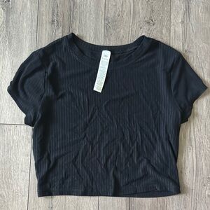 Alo Yoga Ribbed Sea Coast Cropped Short Sleeve Tee - barely worn!